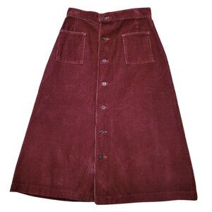 Vintage Wrangler 11 12 Burgundy Corduroy A Line Skirt Pockets Western Rodeo Cowg
